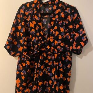 Floral Black and Orange Dress